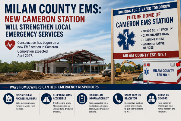 Milam County EMS: New Cameron Station Will Strengthen Local Emergency Services