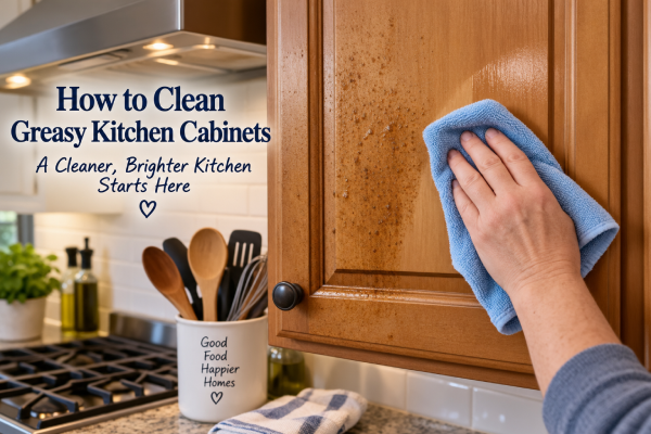 How to Clean Greasy Kitchen Cabinets and Tackle Kitchen Grease Buildup