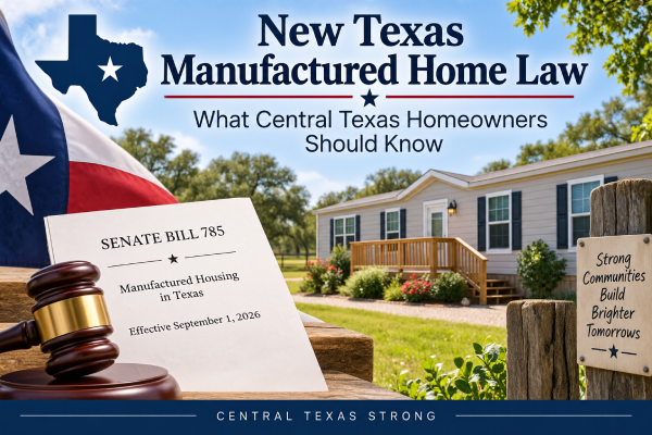 New Texas Manufactured Home Law: What Central Texas Homeowners Should Know